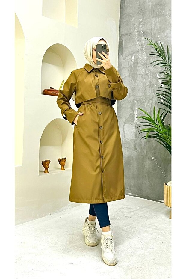 Lined and Button Detailed Women's Trench Coat