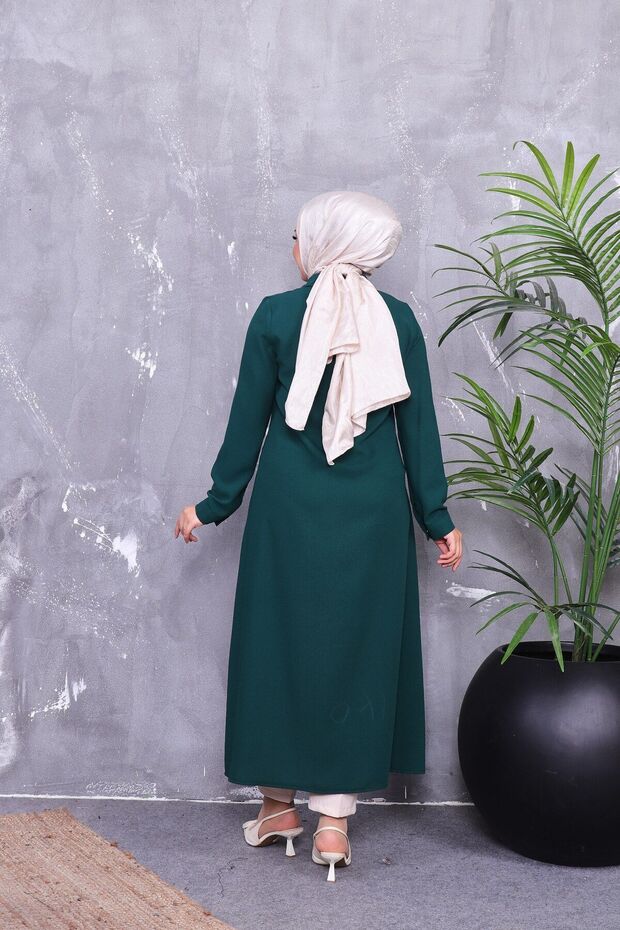 Full Buttoned Long Crepe Tunic - 7