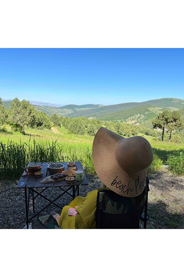 قبعة من القش واسعة مكتوبة من Beach Please - 3