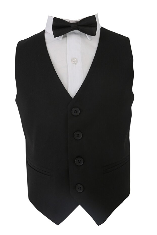 DOCTOR JUNIOR BLACK PLAIN FABRIC Vest - ELEGANCE AND COMFORT FOR BOYS