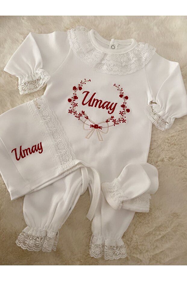 İsimli dantelli tulum - 1