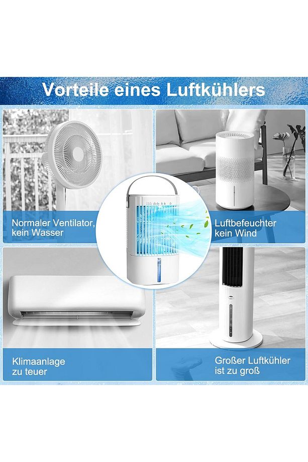 Mobil Klima,5'i 1 Arada Taşınabilir Klima, USB Mini Hava Soğutucu, Renkli Gece Lambası, 90° Salınım - 8