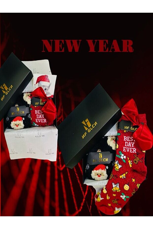 New Year Santa Claus Bamboo Women's Socks 2-Pack