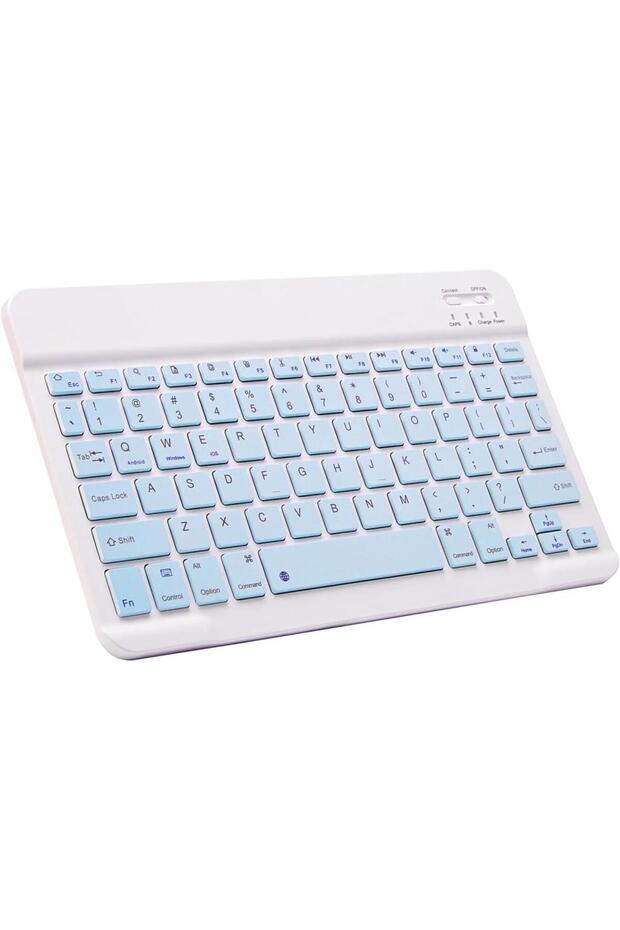 Samsung Galaxy Tab A6 T280 T280Q 7" Uyumlu Kablosuz Bluetooth Şarj Edilebilir Mini Q Klavye - Mavi - 1