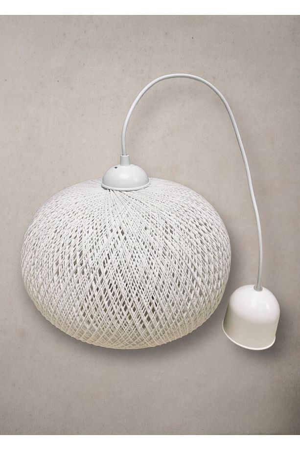 Ip Sarkıt Avize Büyük Boy Top Avize 30 Cm Çap Krem Rengi - 7