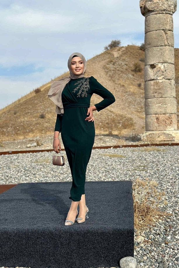 Orkide Abiye - Zümrüt Yeşili - 2