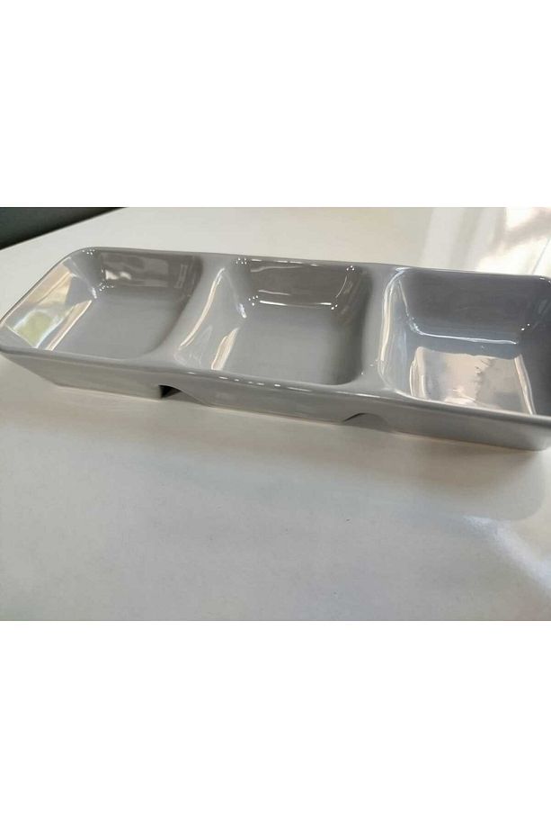2 Adet 3 Bölmeli Kayık Tabak 26 Cm - 1