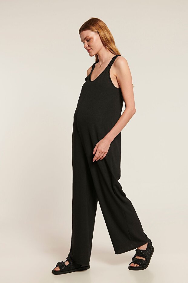 ROXANA Konforlu Siyah Hamile Tulum - 2