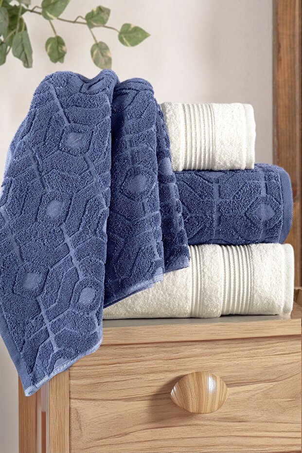 Set of 4 Bath Towel Set Hammam Set 100% Cotton