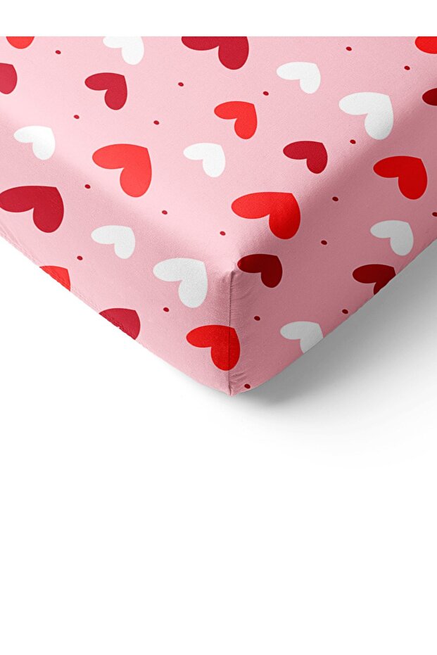 Heart Patterned Printed Single Elastic Sheet Set - 2