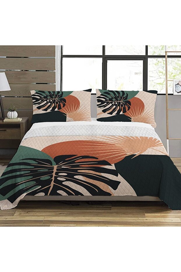 Leaf Pattern Double Printed Pique (200x220 Cm) - 1