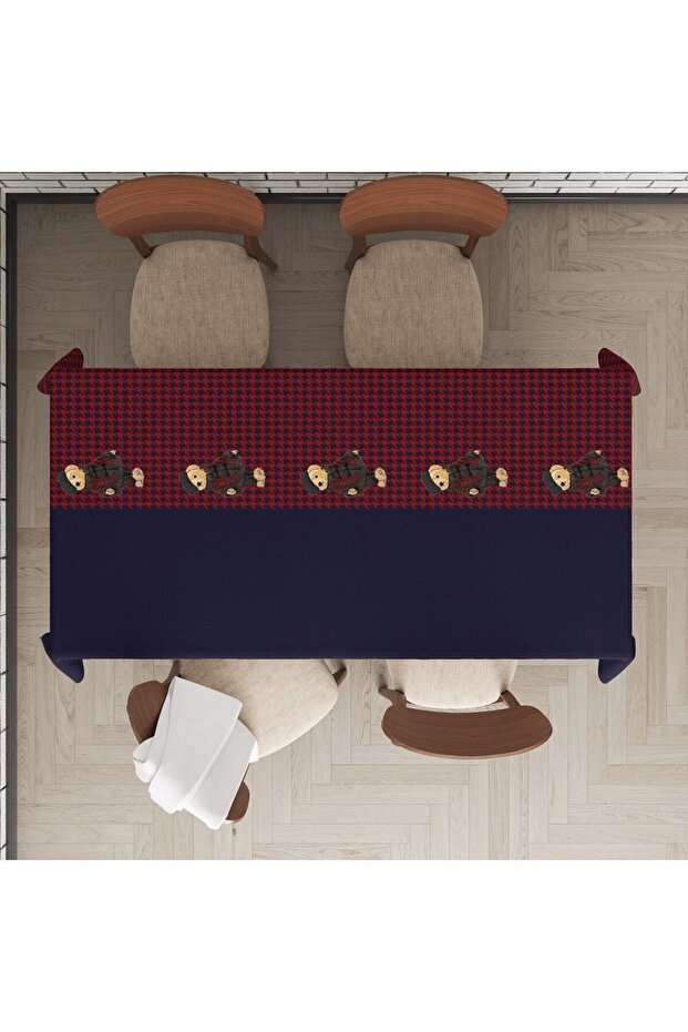 Plaid and Teddy Patterned Tablecloth - 1