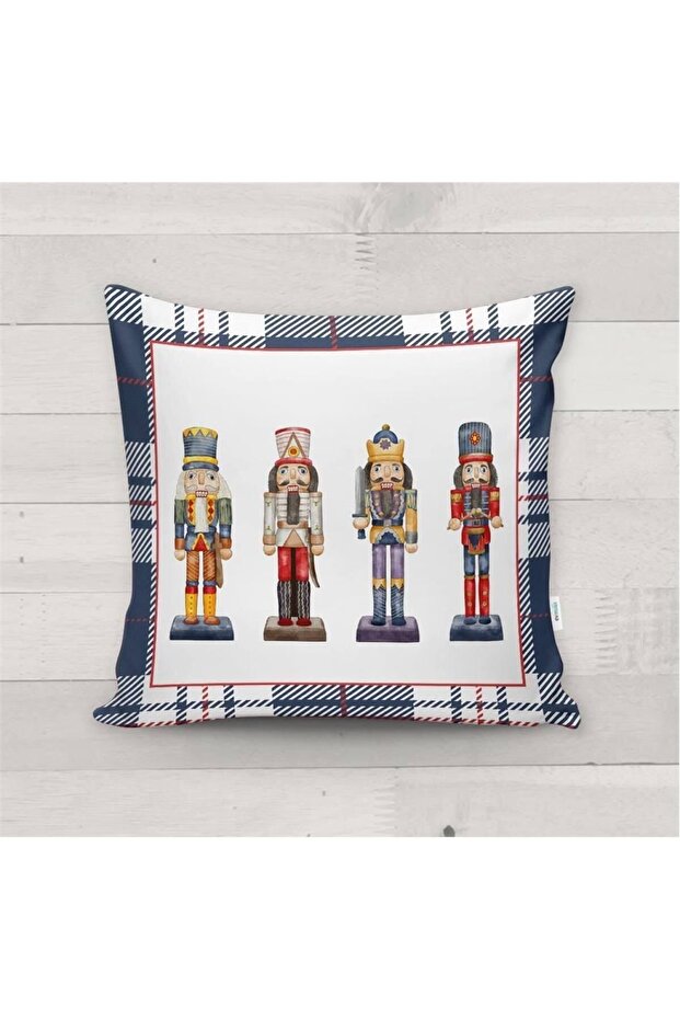 New Year's Special Lead Soldier Patterned Velvet Throw Pillow Cover