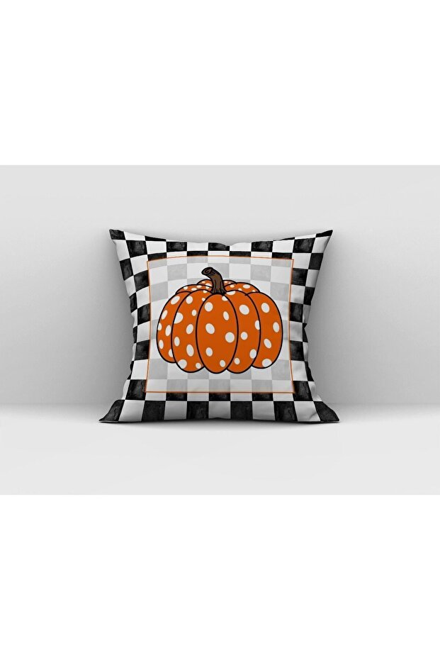 Pumpkin Patterned Throw Pillow Cover - 1