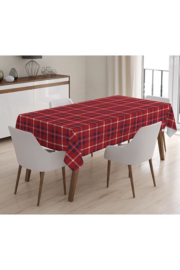 Christmas Special Plaid Patterned Velvet Tablecloth