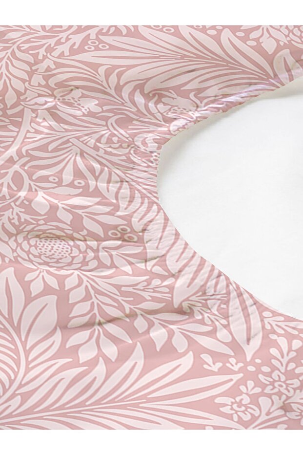 Leaf Pattern Printed Double Sheet Set 160x200 Cm - Pink - 3