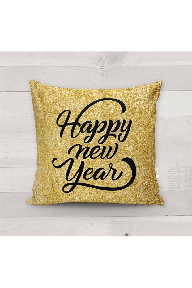 New Year's Special Happy New Year Written Velvet Throw Pillow Cover