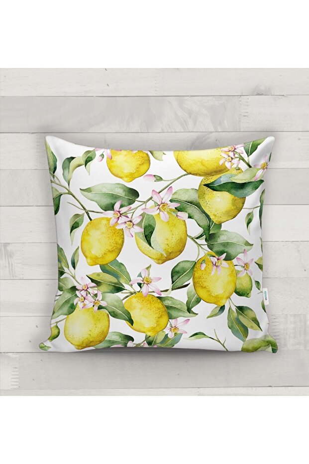 Lemon Patterned Throw Pillow Cover - 1