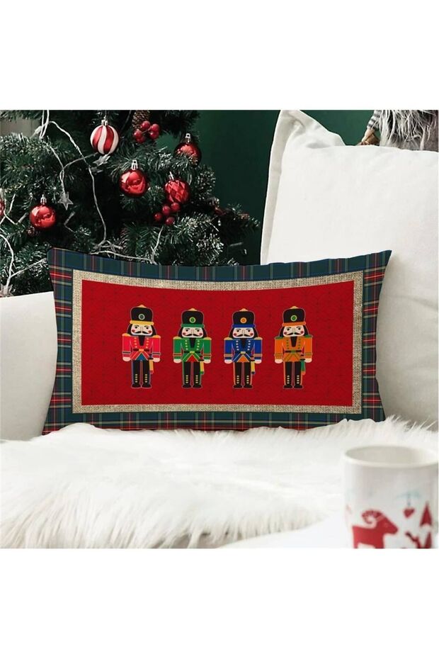 New Year's Special Bullet Soldier Patterned Rectangular Throw Pillow Case - 1