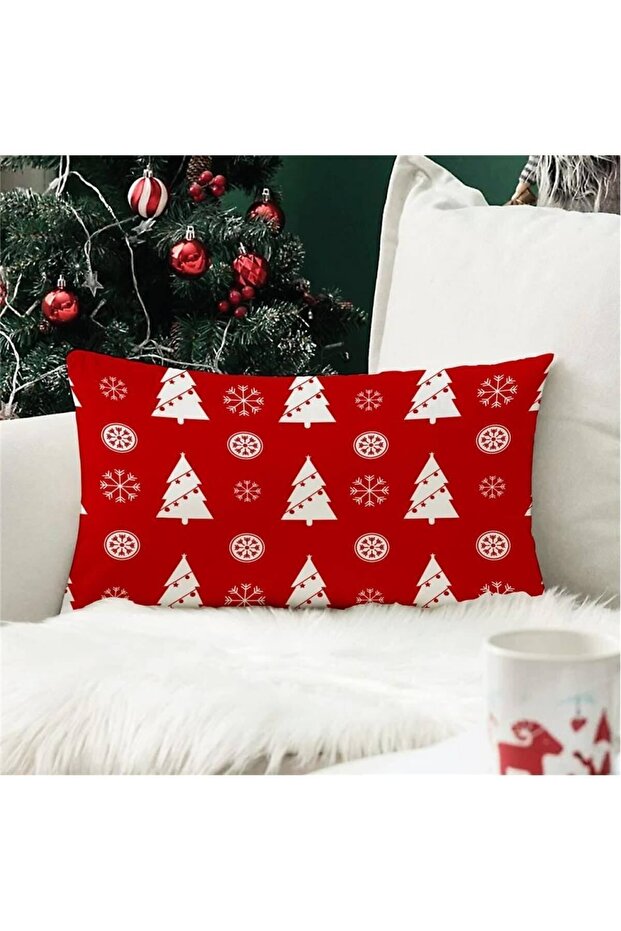 New Year's Special Tree Patterned Rectangular Throw Pillow Cover - 1