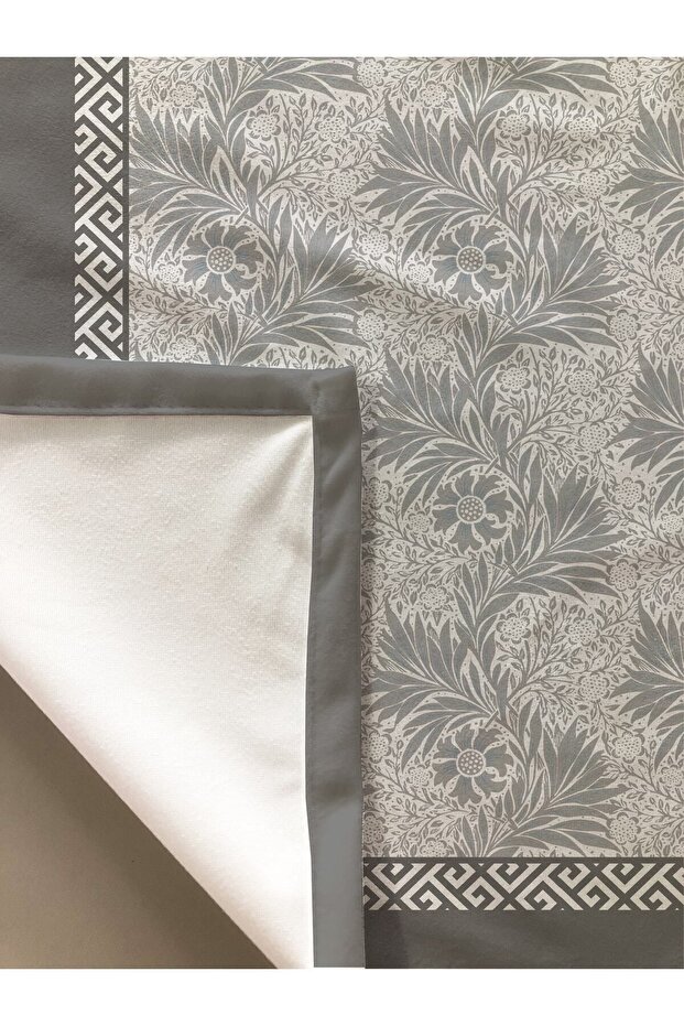 Flower Patterned Tablecloth Gray - 2