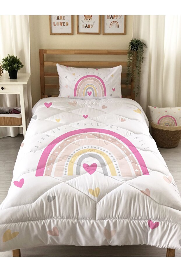 لحاف مبطن بنمط قوس قزح، مفرش سرير مزخرف - 1