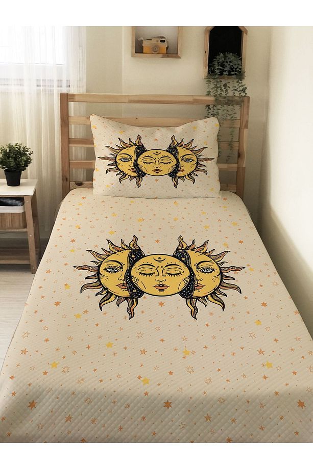 Güneş Desenli, Baskılı Tek Kişilik ve Çocuk Pike Takımı - 1