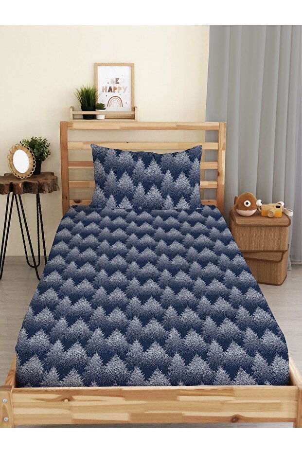 New Year's Special Pattern Printed Single Elastic Sheet Set - 1