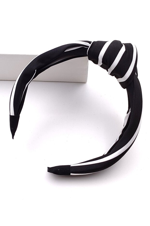 Women's Knot Detail Striped Pattern Crown Headband