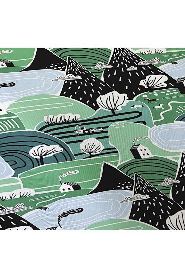 Mountain Pattern Printed Single Elastic Sheet Set - 3