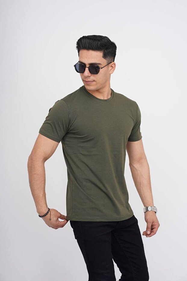 Ανδρικό μπλουζάκι Slimfit Soft Textured Crew Neck απλό μασίφ μπλουζάκι - 3