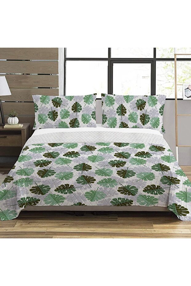 Leaf Pattern Double Printed Pique (200x220 Cm) - 1