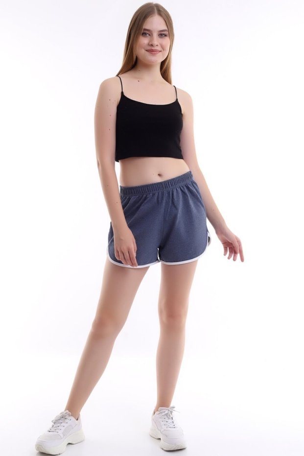 Indigo Women's Mini Sports Casual Shorts with Piping on the Sides