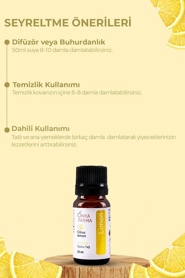Onka Farma Limon Yağı - %100 Saf Limon Uçucu Yağı - 10 ml - 5