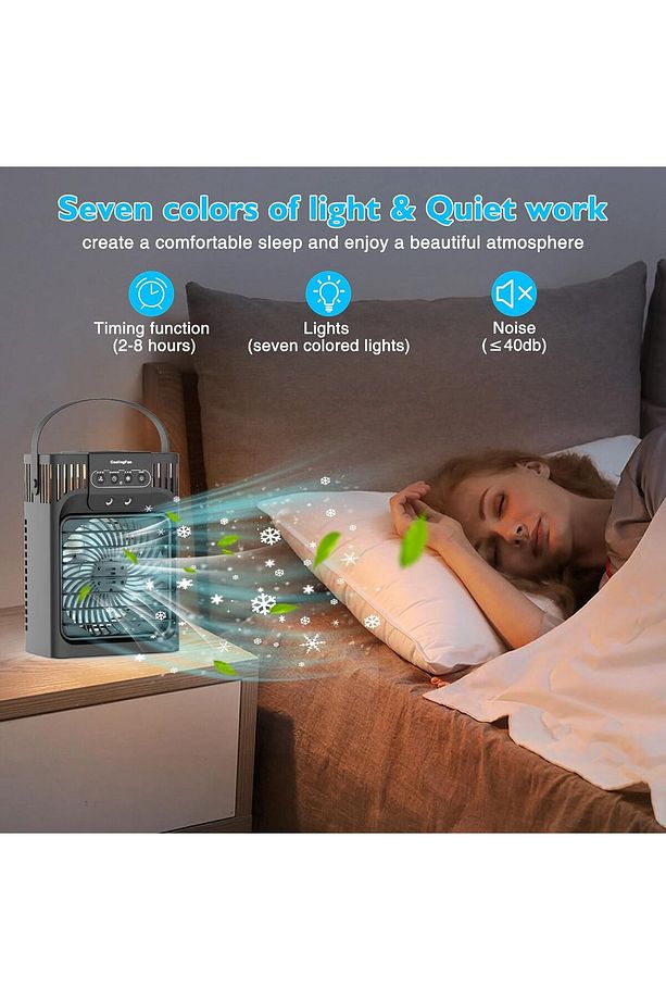 Mobil Klima, 4'ü 1 Arada Hava Soğutucu, 1200 ml Su Tankı, 3 Hız, 3 Sis Modu, LED Işıklı, Zamanlayıcı - 6