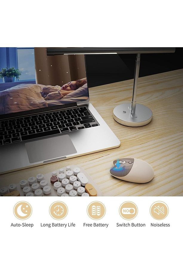 Kablosuz Klavye Ve Mouse Set 100 Tuşlu Retro Ve Şık Daktilo Renkli Tuş Tarzı Ingilizce Q Klayve - 4