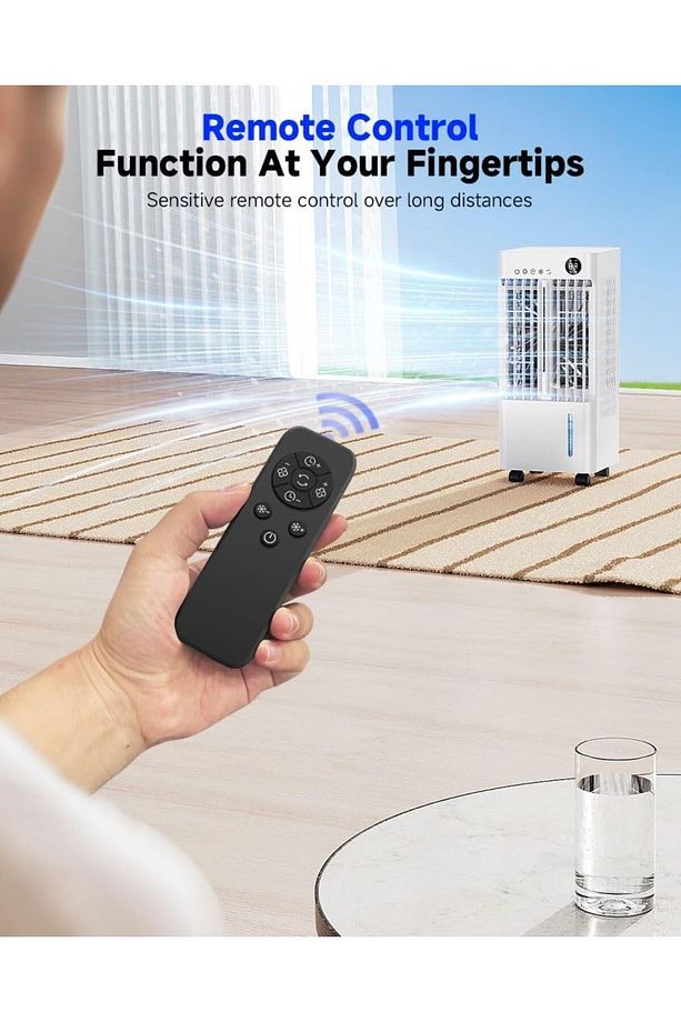 Taşınabilir Su Soğutmalı Klima Ventilatörü, Soğutucu, 24 Saat Zamanlayıcı, 3 Mod, 120° Salınım - 5