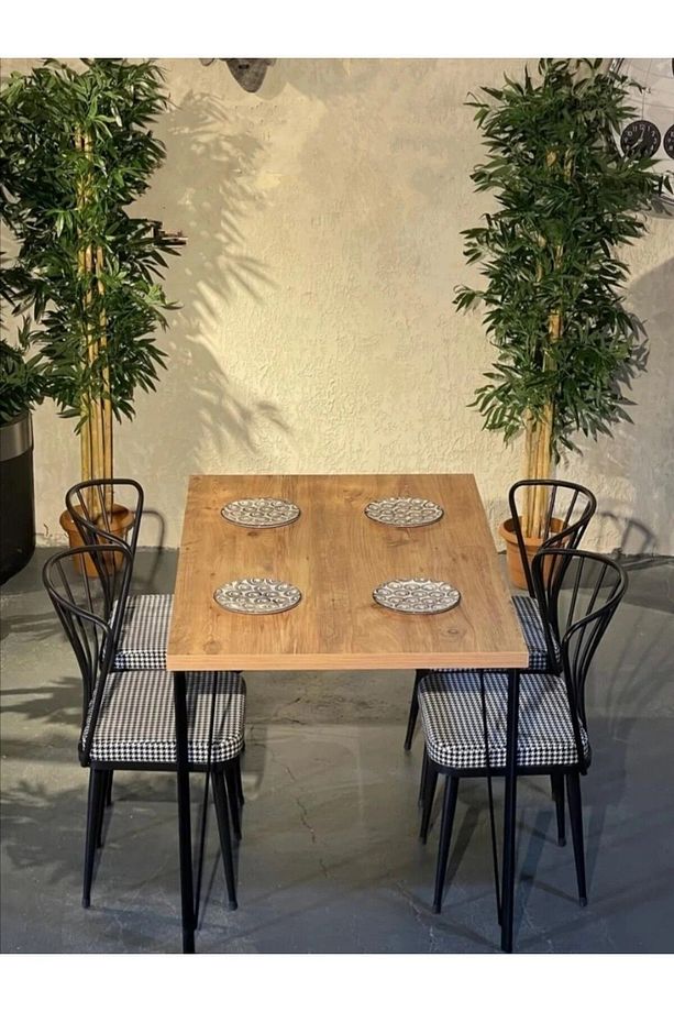 60X120 Çam Yemek Masa, Mutfak Masa Takımı 4 Adet Güneş Sandalye - 2