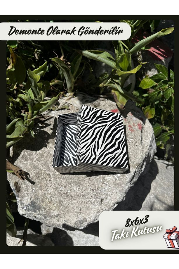 8x6x3 - Zebra Desenli Süngerli Takı Kutusu | [demonte 25 Adet] - 2