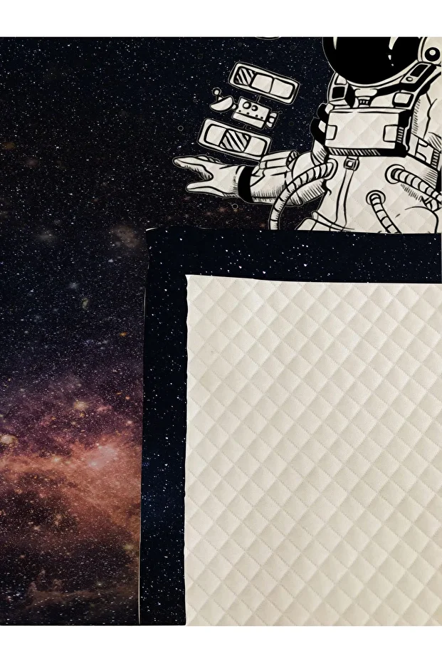 Astronot Desenli, Baskılı Tek Kişilik ve Çocuk Pike Takımı - 3