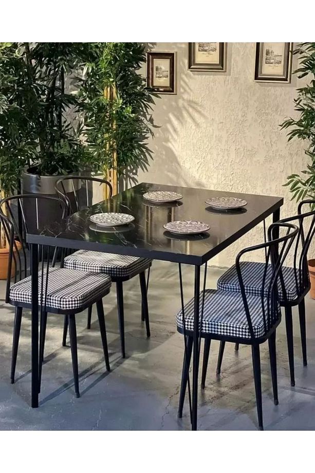 60X120 Çam Yemek Masa, Mutfak Masa Takımı 4 Adet Güneş Sandalye - 1