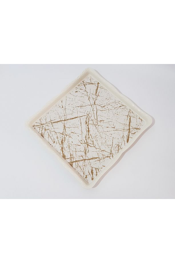 Çay Tepsi 28x28x3 CM Kare Desenli Çay Tepsisi Sunum Tepsi - 4