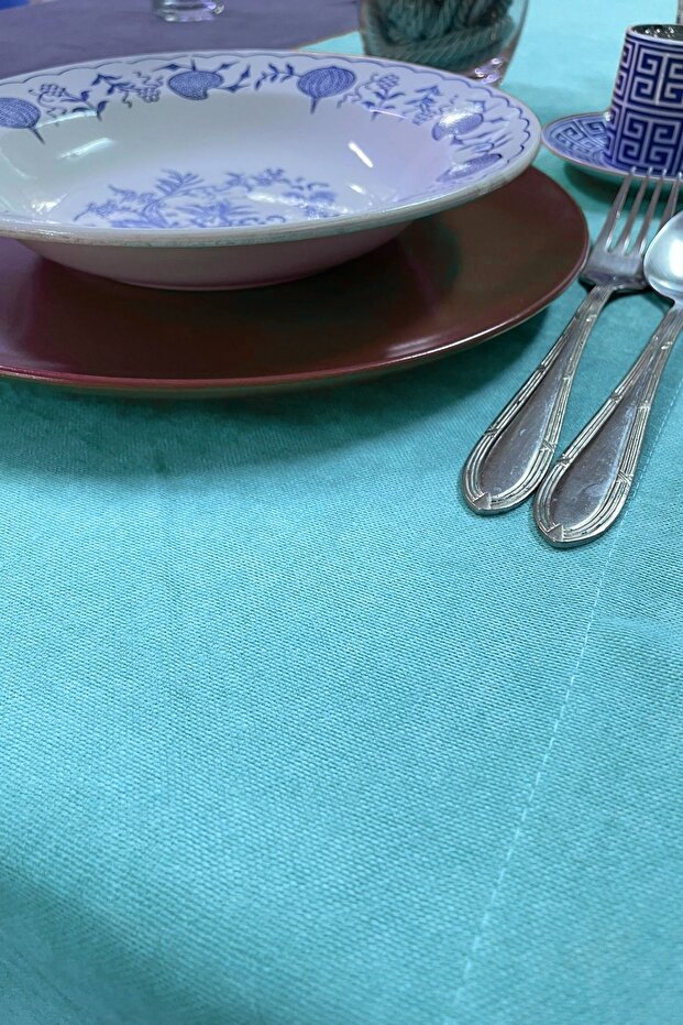 عداء برشلونة مخملي مستطيل باللون الفيروزي - 5