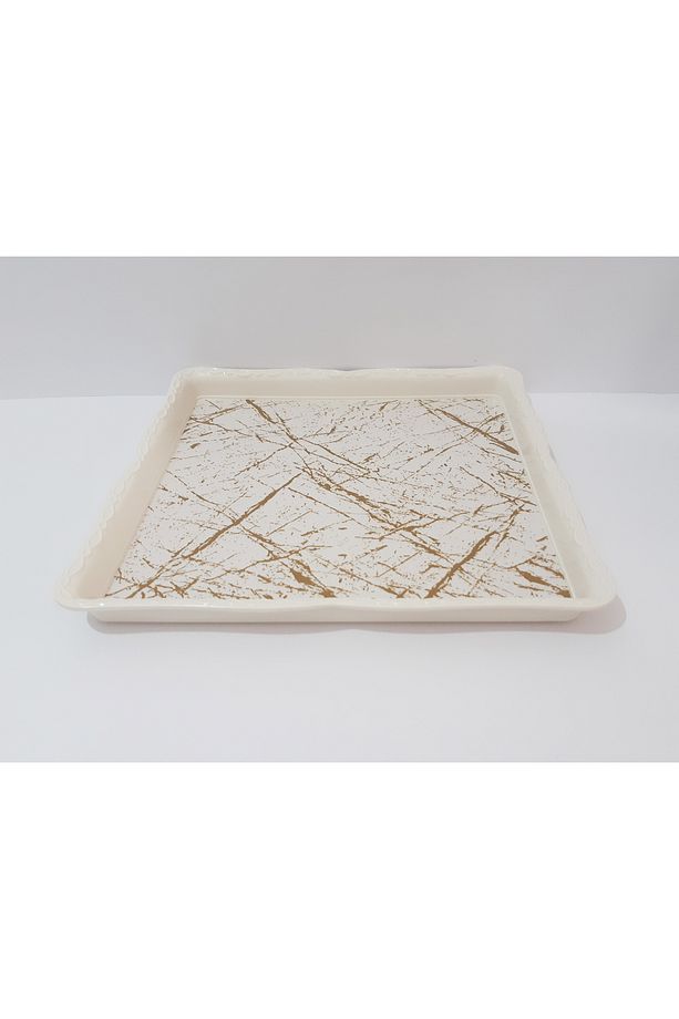 Çay Tepsi 28x28x3 CM Kare Desenli Çay Tepsisi Sunum Tepsi - 3