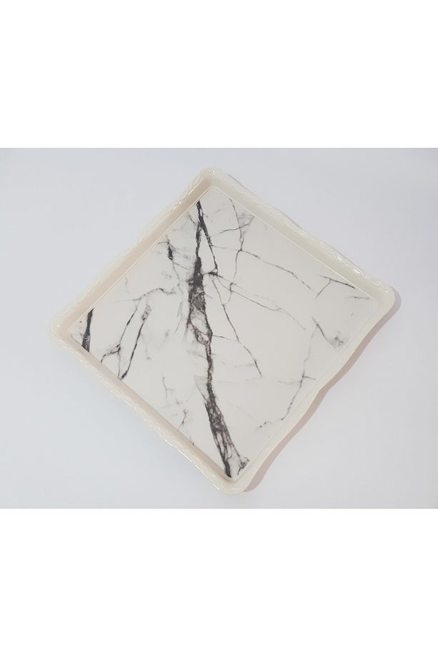 Çay Tepsi 28x28x3 CM Kare Desenli Çay Tepsisi Sunum Tepsi - 4