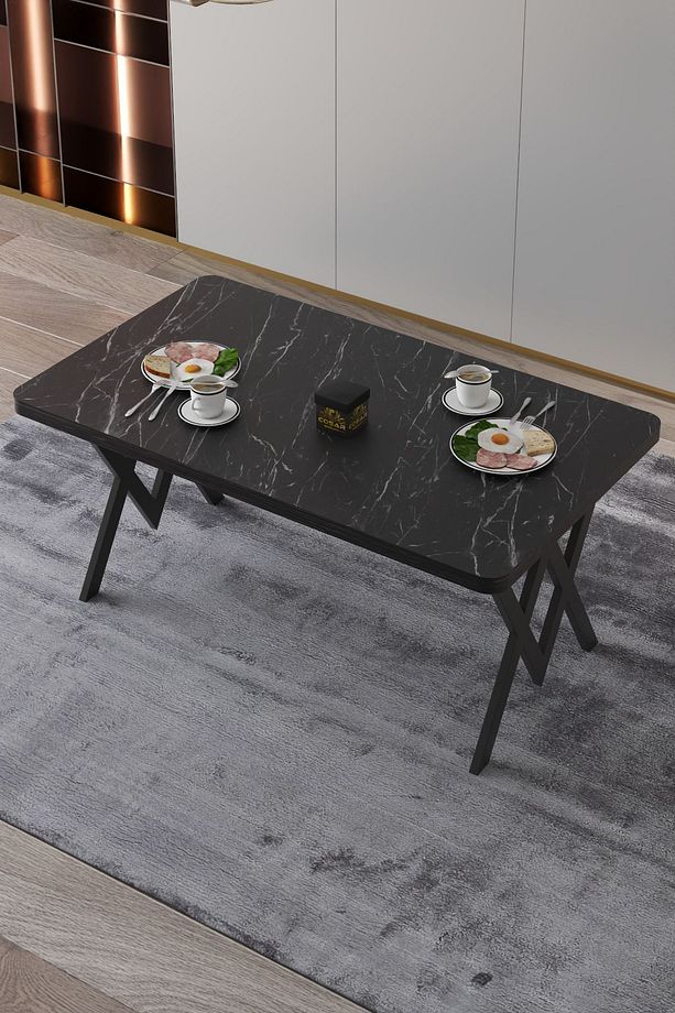 Ege 4 Kişilik Mutfak Masa Takımı -Antrasit Kumaş 70x110 W Mutfak Masası Takımı WAYAK Antrasit Kumaş - 4