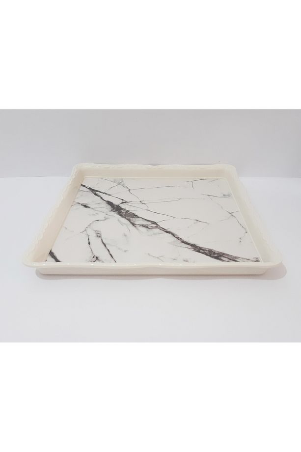 Çay Tepsi 28x28x3 CM Kare Desenli Çay Tepsisi Sunum Tepsi - 3