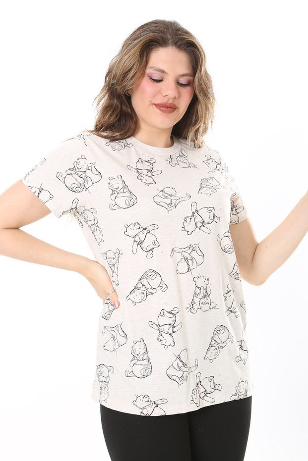 Women's Plus Size Colorful Cotton Fabric Short Sleeve Printed Blouse 65N38035