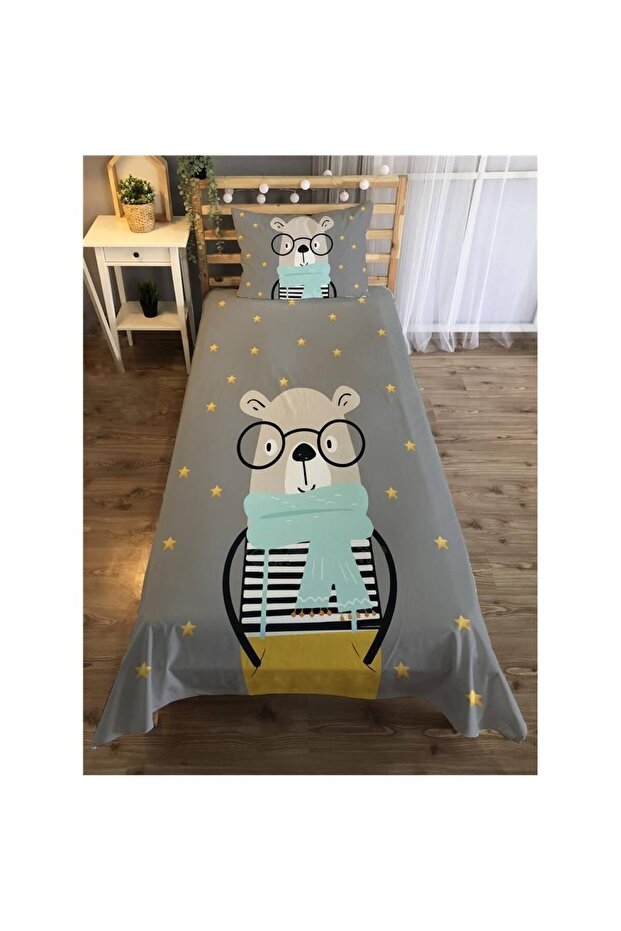 Teddy Bear Patterned Kids Room Bedspread Set