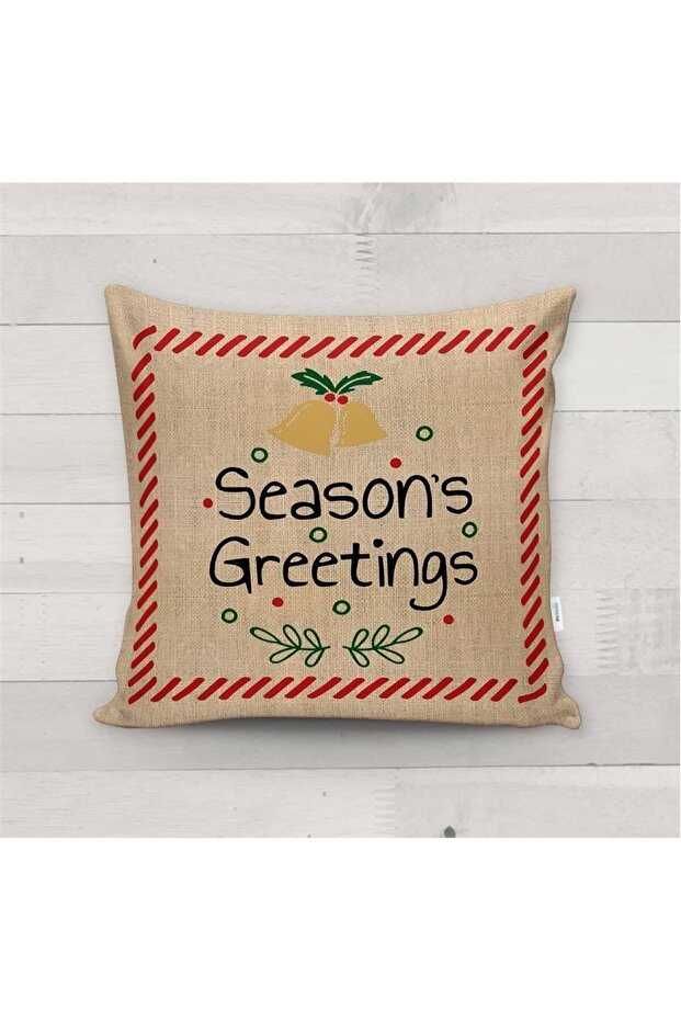 New Year's Special Seasons Greetings Written Velvet Throw Pillow Cover